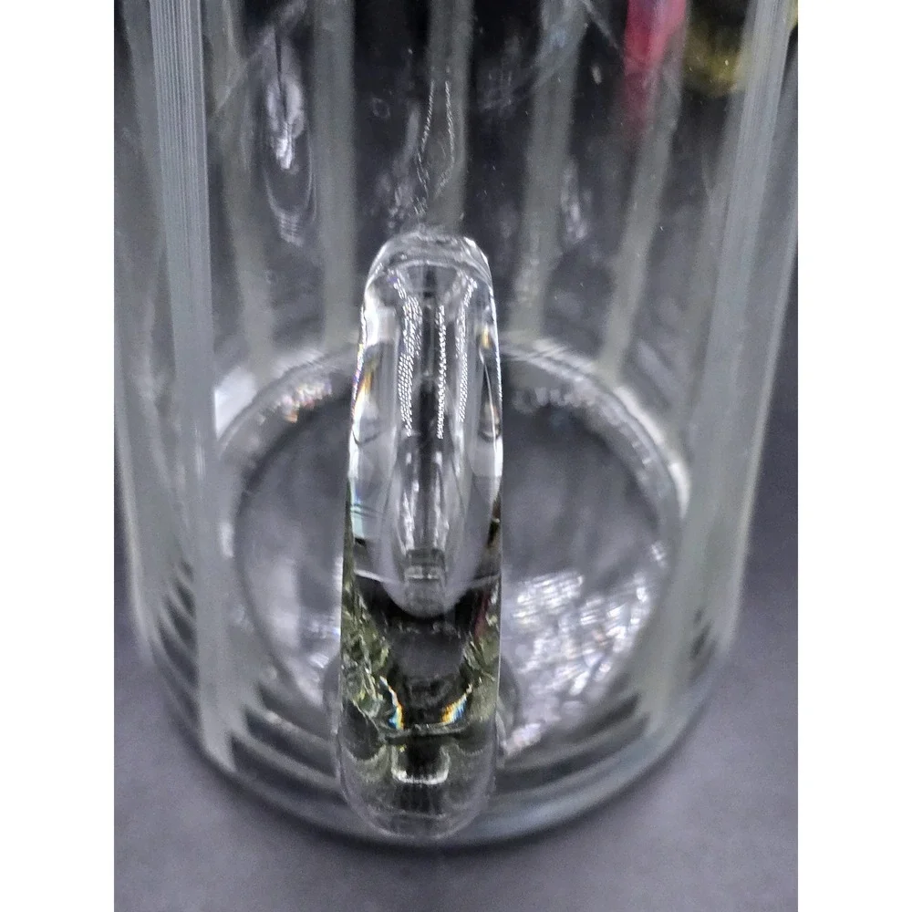 Chill-It‎ Aluminum Ice Tube Glass Pitcher Vtg Gilley Etched Manhatten Stripes